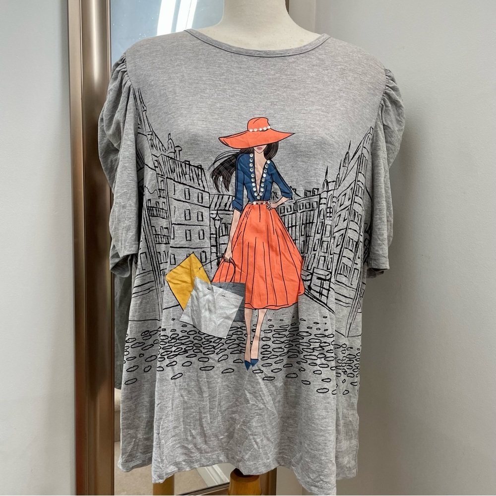 New Heather Gray ruched sleeve tee shirt